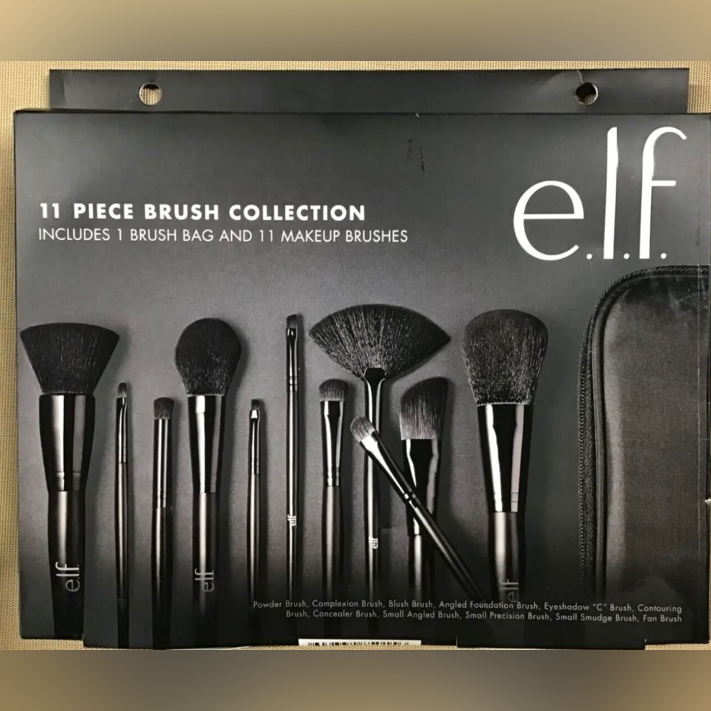 e.l.f. 11pc MakeUp Brush Collection & Case - Synthetic, Vegan & Cruelty Free NEW